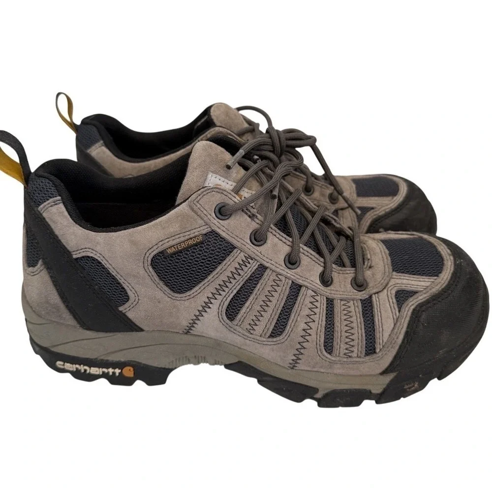 Carhartt Waterproof Mens Work Hiking Boots Brown Suede Mesh Lace Up Size 10